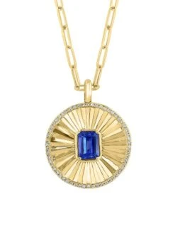 14K Yellow Gold, 0.26 TCW Diamond & Tanzanite Pendant Necklace -Fashion Jewelry & Accessories 0400017686529 YELLOWGOLD A1
