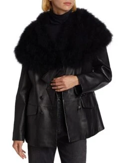 Turkey Feather Stole 11 Turkey Feather Stole -Fashion Jewelry & Accessories 0400017699308 BLACK A1