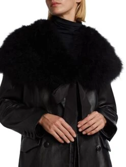 Turkey Feather Stole 14 Turkey Feather Stole -Fashion Jewelry & Accessories 0400017699308 BLACK A5