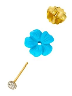 Luxury 18K Yellow Gold & Multi-Gemstone Flower Stud Earrings Set -Fashion Jewelry & Accessories 0400017711458 MULTI A3