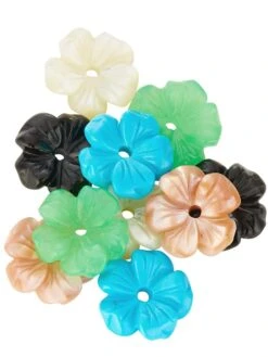 Luxury 18K Yellow Gold & Multi-Gemstone Flower Stud Earrings Set -Fashion Jewelry & Accessories 0400017711458 MULTI A4