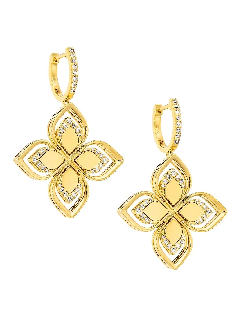 Venetian Princess 18K Yellow Gold & 0.5 TCW Diamond Large Flower Drop Earrings 3 Venetian Princess 18K Yellow Gold & 0.5 TCW Diamond Large Flower Drop Earrings