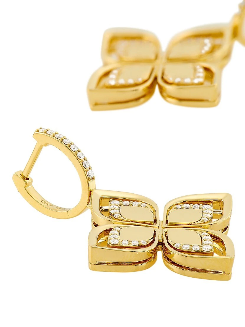 Venetian Princess 18K Yellow Gold & 0.5 TCW Diamond Large Flower Drop Earrings 5 Venetian Princess 18K Yellow Gold & 0.5 TCW Diamond Large Flower Drop Earrings - Image 3