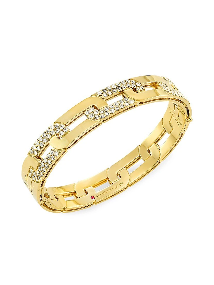 Navarra 18K Yellow Gold & 0.65 TCW Diamond Hinged Bangle 3 Navarra 18K Yellow Gold & 0.65 TCW Diamond Hinged Bangle