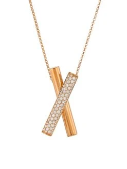 Domino 18K Rose Gold & 0.8 TCW Diamond X Pendant Necklace