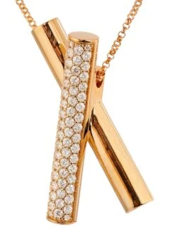 Domino 18K Rose Gold & 0.8 TCW Diamond X Pendant Necklace 9 Domino 18K Rose Gold & 0.8 TCW Diamond X Pendant Necklace -Fashion Jewelry & Accessories 0400017723822 PINK A3