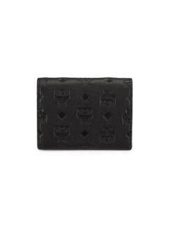 MCM Aren Monogram Leather Flap Wallet