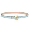BY FAR Ribbon Buckle Denim-Print Leather Belt -Fashion Jewelry & Accessories 0400017829811 BLUE