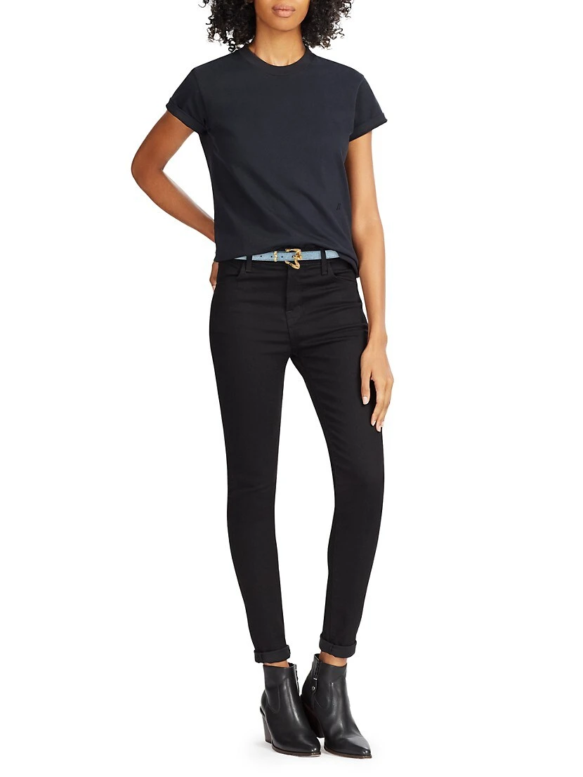 BY FAR Ribbon Buckle Denim-Print Leather Belt 4 BY FAR Ribbon Buckle Denim-Print Leather Belt - Image 2