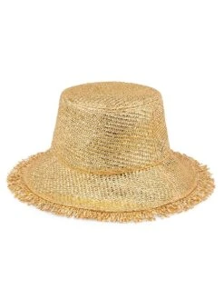 Cult Gaia Kumi Metallic Raffia Bucket Hat -Fashion Jewelry & Accessories 0400017851201 GOLD A1