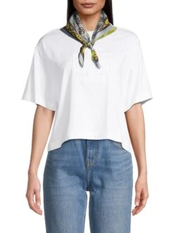 Tory Burch Deco T Monogram Silk Twill Scarf