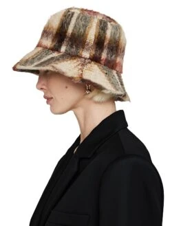 ANINE BING Cami Plaid Bucket Hat -Fashion Jewelry & Accessories 0400017887637 OATMEALPLAID A2