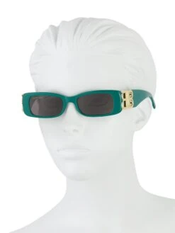 Balenciaga Dynasty 51MM Rectangular Sunglasses -Fashion Jewelry & Accessories 0400017889125 GREEN A3