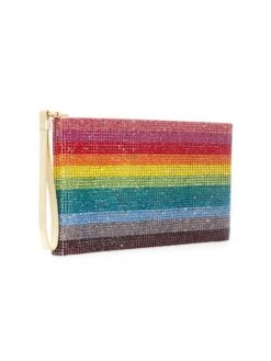 Rainbow Crystal Zip Pouch -Fashion Jewelry & Accessories 0400017955718 CHAMPAGNEMULTI A1