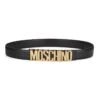 MOSCHINO Logo Lettering Leather Belt -Fashion Jewelry & Accessories 0400017979002 BLACK