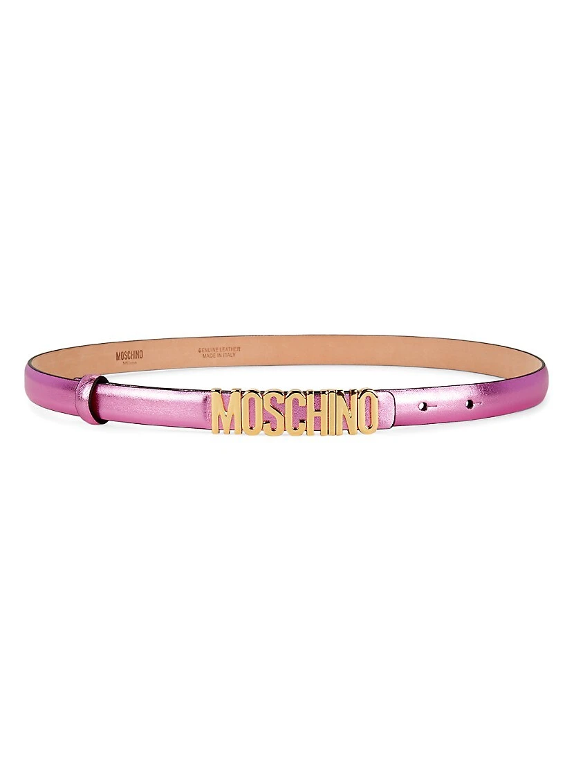 MOSCHINO Metallic Logo Leather Belt 3 MOSCHINO Metallic Logo Leather Belt