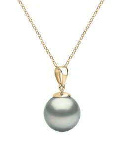 14K Yellow Gold & 9-10MM Grey Tahitian Pearl Pendant Necklace 7 14K Yellow Gold & 9-10MM Grey Tahitian Pearl Pendant Necklace -Fashion Jewelry & Accessories 0400018100831 YELLOWGOLD A2