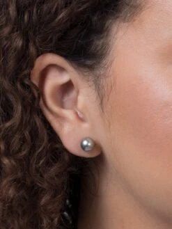 14K White Gold & 8-9MM Grey Tahitian Pearl Stud Earrings -Fashion Jewelry & Accessories 0400018100835 WHITEGOLD A1