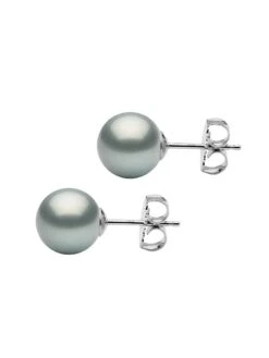 14K White Gold & 8-9MM Grey Tahitian Pearl Stud Earrings -Fashion Jewelry & Accessories 0400018100835 WHITEGOLD A2