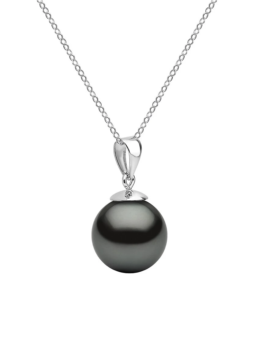 14K White Gold & 9-10MM Tahitian Pearl Pendant Necklace 5 14K White Gold & 9-10MM Tahitian Pearl Pendant Necklace - Image 3