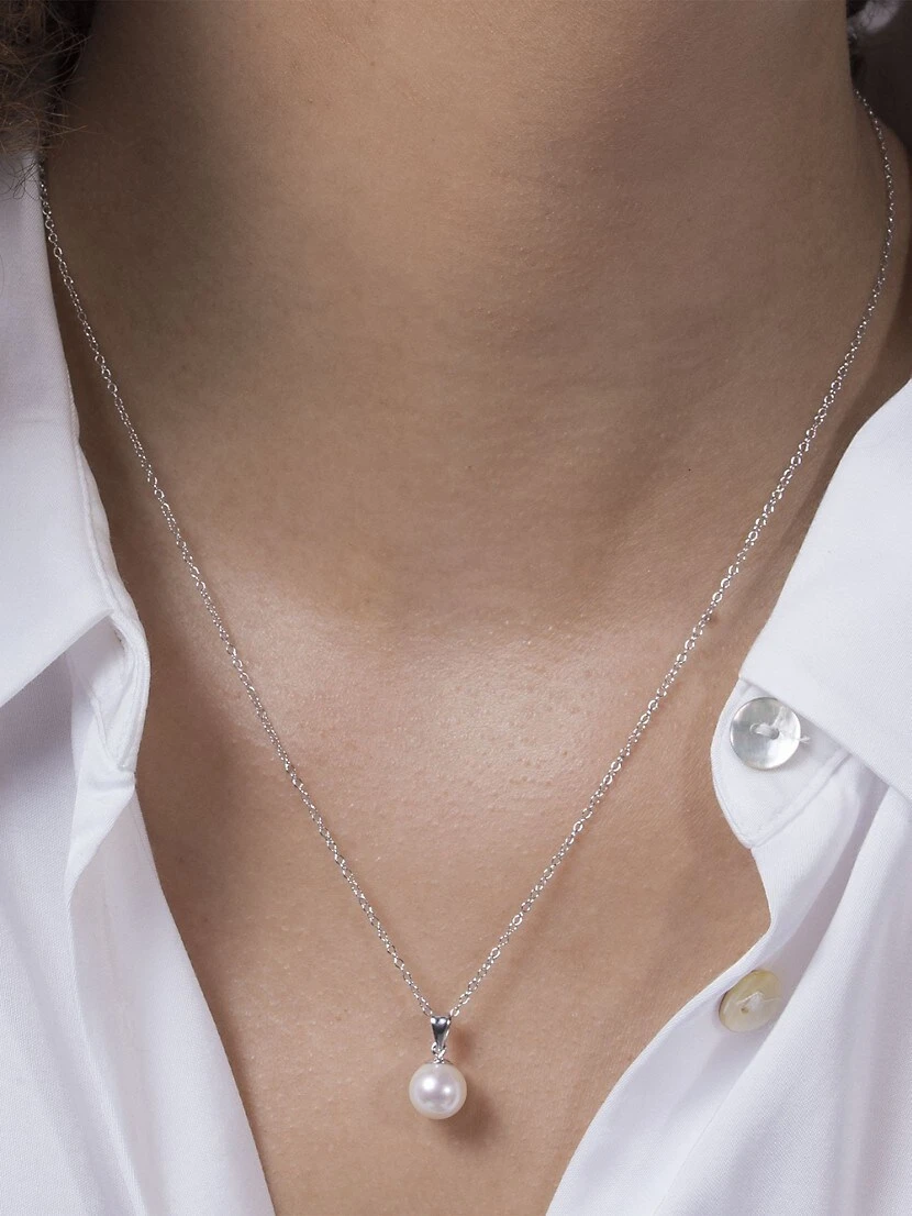 14K White Gold & Freshwater Pearl Pendant Necklace 4 14K White Gold & Freshwater Pearl Pendant Necklace - Image 2