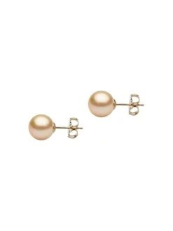 14K Yellow Gold & 9-10MM Golden South Sea Pearl Stud Earrings
