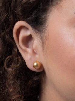 14K Yellow Gold & 9-10MM Golden South Sea Pearl Stud Earrings -Fashion Jewelry & Accessories 0400018100868 YELLOW A2