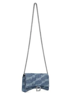 Balenciaga Hourglass Wallet With Chain BB Monogram Denim -Fashion Jewelry & Accessories 0400018105286 BLUE A1