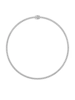 14K White Gold & 10 TCW Natural Diamond Tennis Necklace