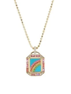 Tarot Il Arco 18K Gold, Diamond, Sapphire & Turquoise Necklace