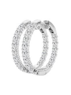 14K White Gold & 4 TCW Diamond Inside-Out Hoop Earrings