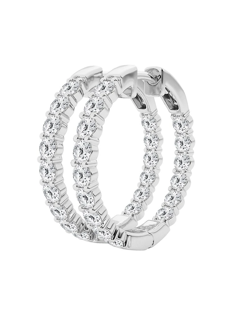 14K White Gold & 4 TCW Diamond Inside-Out Hoop Earrings 3 14K White Gold & 4 TCW Diamond Inside-Out Hoop Earrings