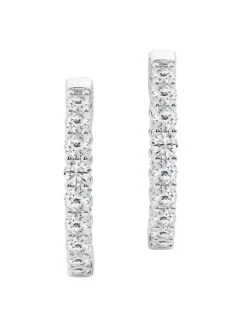 14K White Gold & 4 TCW Diamond Inside-Out Hoop Earrings 7 14K White Gold & 4 TCW Diamond Inside-Out Hoop Earrings -Fashion Jewelry & Accessories 0400018168069 WHITEGOLD A2