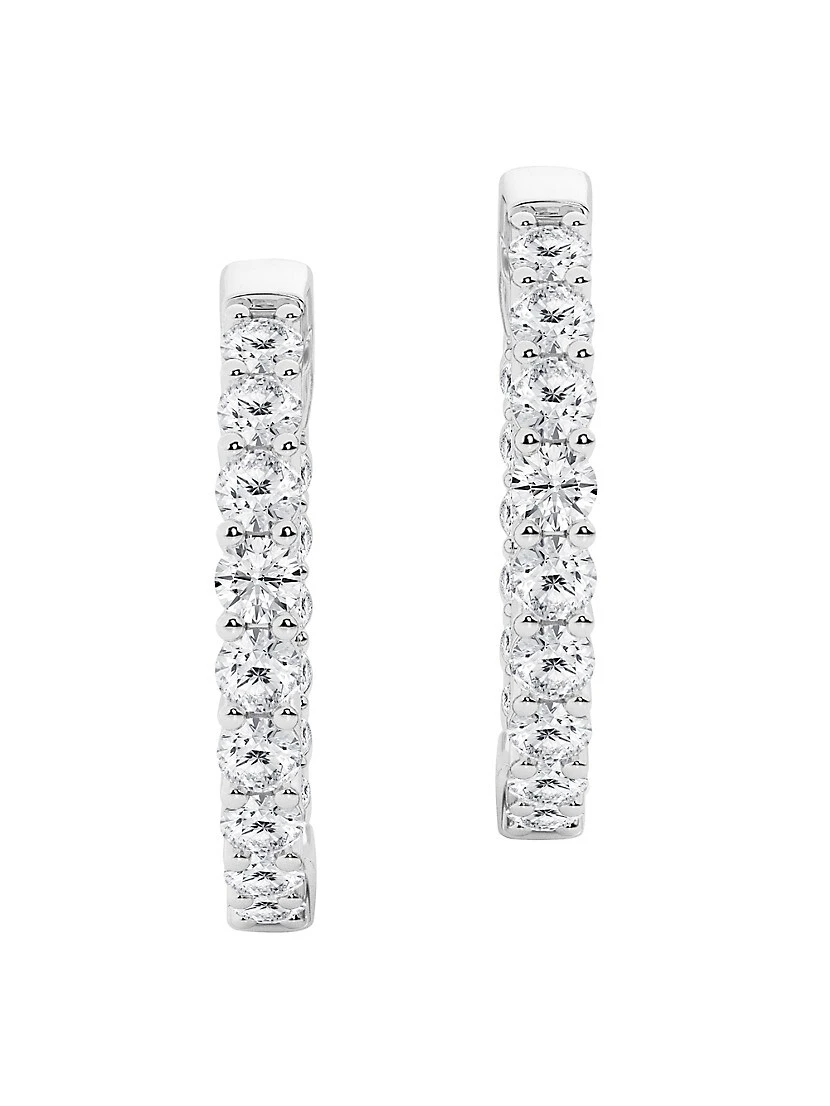 14K White Gold & 4 TCW Diamond Inside-Out Hoop Earrings 5 14K White Gold & 4 TCW Diamond Inside-Out Hoop Earrings - Image 3