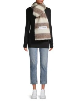 Acne Studios Striped Alpaca-Blend Blanket Scarf -Fashion Jewelry & Accessories 0400018174827 BROWNWHITE ASTL