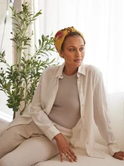 Silk Twist Turban -Fashion Jewelry & Accessories 0400018240750 MUSTARDFLORAL A5