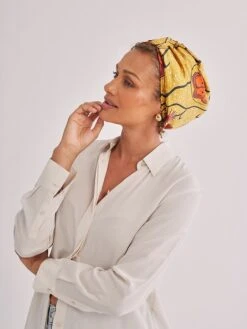 Silk Twist Turban -Fashion Jewelry & Accessories 0400018240750 MUSTARDFLORAL A9
