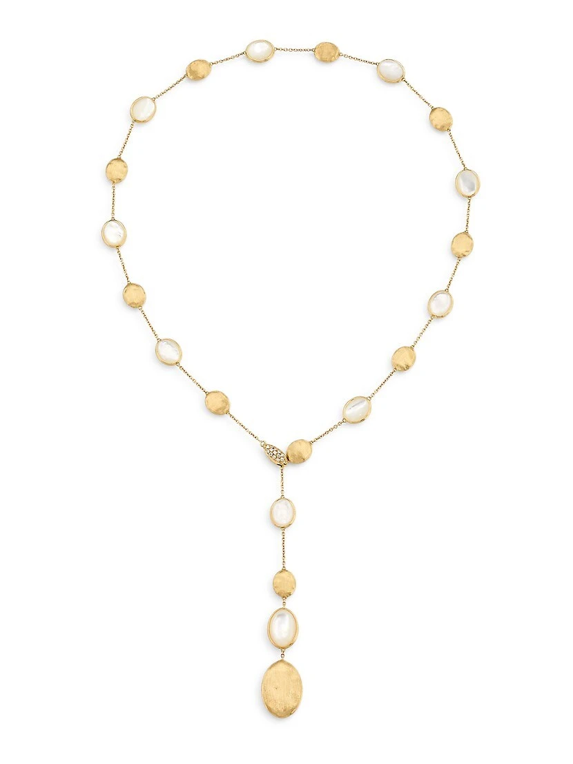 Siviglia 18K Yellow Gold, Mother-Of-Pearl & 0.1 TCW Diamond Lariat Necklace 3 Siviglia 18K Yellow Gold, Mother-Of-Pearl & 0.1 TCW Diamond Lariat Necklace