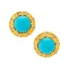 22K Gold-Plated, Turquoise & Crystal Glass Button Clip-On Earrings -Fashion Jewelry & Accessories 0400018309522 GOLD