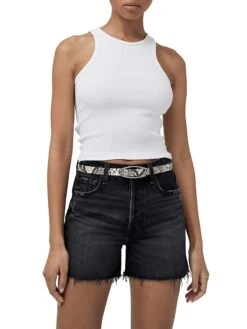 Rag & Bone Mini League Snake-Embossed Leather Belt -Fashion Jewelry & Accessories 0400018323692 BLACKWHITE A2