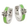 Tory Burch Kira Silver-Plated & Enamel Huggie Hoop Earrings 2 Tory Burch Kira Silver-Plated & Enamel Huggie Hoop Earrings -Fashion Jewelry & Accessories 0400018340598 SILVERFOLIAGE