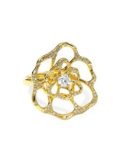 Stardust 18K Yellow Gold & 0.53 TCW Diamond Large Flower Ring
