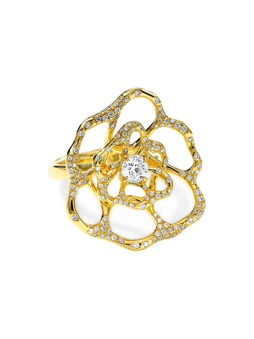 Stardust 18K Yellow Gold & 0.53 TCW Diamond Large Flower Ring 3 Stardust 18K Yellow Gold & 0.53 TCW Diamond Large Flower Ring