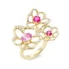 Stardust Drizzle 18K Gold, Diamond & Pink Sapphire Floral Ring -Fashion Jewelry & Accessories 0400018371592 YELLOWGOLD