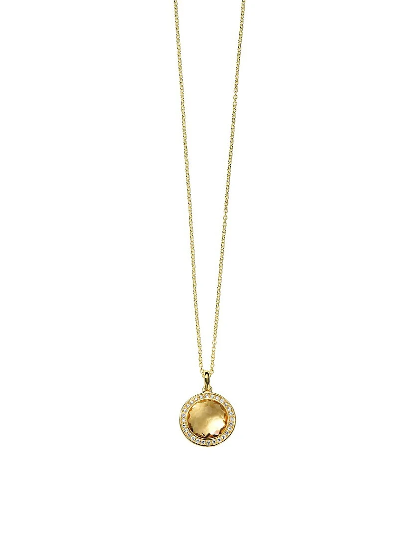 Lollipop 18K Yellow Gold, Honey Citrine & 0.14 TCW Diamond Pendant Necklace 3 Lollipop 18K Yellow Gold, Honey Citrine & 0.14 TCW Diamond Pendant Necklace