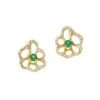 Stardust 18K Yellow Gold, Emerald & 0.3 TCW Diamond Flower Stud Earrings -Fashion Jewelry & Accessories 0400018396201 GREENEMERALD