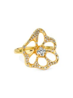 Stardust 18K Yellow Gold & 0.21 TCW Diamond Medium Flower Ring