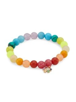 14K Yellow Gold & Multi-Gemstone Beaded Stretch Bracelet