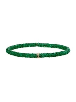 14K Gold, Diamond & Green Aventurine Bracelet