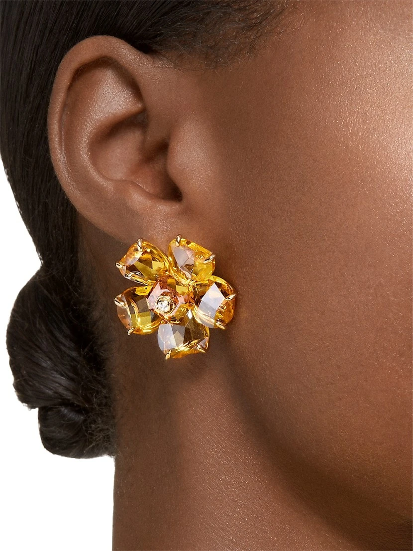 Swarovski Florere Goldtone & Crystal Flower Stud Earrings 4 Swarovski Florere Goldtone & Crystal Flower Stud Earrings - Image 2